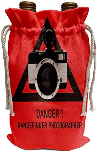 3dRose Kike Calvo Fotózás Gyűjtemény - Veszély.Távolságmérő fotós.Fekete szöveg, valamint háromszög, piros háttér, flash kamera - Bor,