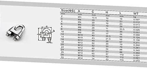 Új Lon0167 M10 304 Kiemelt Rozsdamentes Acél Nyereg megbízható hatékonyság Bilincs Kábel drótkötél Klip Rögzítőelem 10db(id:62f