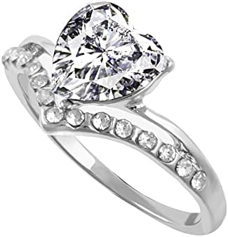Yistu Gyűrűk Vintage Gyűrű Hercegnő Személyre szabott Gyémánt Cirkon Szív Alakú Eljegyzési Női Gyűrűk 46 Gyűrűk (Ezüst, 8)