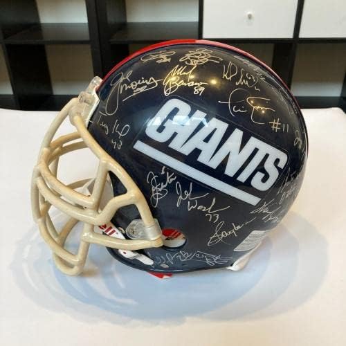 1986-ban New York Giants Super Bowl Champs Csapat Aláírt Teljes Méretű Sisak SZÖVETSÉG COA - Dedikált NFL Sisak