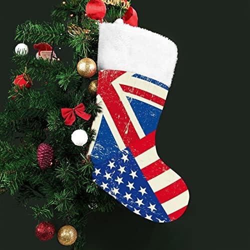 Klasszikus BRIT, illetve Amerikai Zászló Személyre szabott Karácsonyi Harisnya Xmas Kandalló, Családi Buli, Lógó Díszek