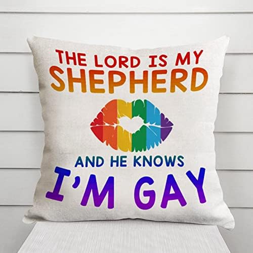 Párnát Fedezi Az Úr az Én Pásztorom, nem Tudja, hogy Meleg vagyok párnahuzat Egyenlőség Leszbikus, Meleg LGBTQ párnahuzat Rusztikus Szivárvány