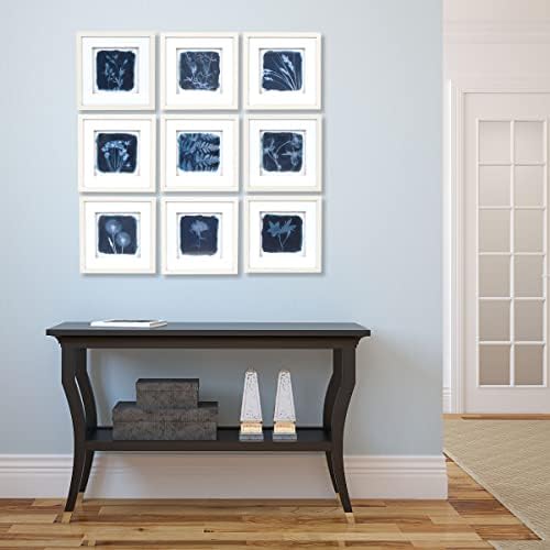 PRINZ Beállítja Ava Barrett 10 x 10 Kék Botanikus Nyomatok Keretes Wall Art Szett (9), 10 X 10 X 1, Multi-Színes