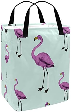 Kapotofu Szennyesben fogantyúval, Rózsás Flamingó világoskék Háttér Összecsukható Nagy Pamut Tároló Kosár Ruhát