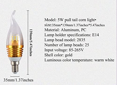Edearkar 7W E14 LED Gyertyatartót Izzó 70W Egyenértékű Végtelen szálból készült Gyertya Izzók,6000K Nappal Fehér, az Étkező világítótestet Szoba