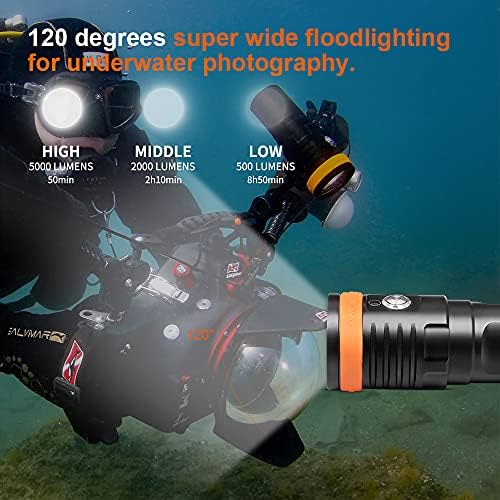 ORCATORCH D910V Búvárkodás Videó Fény, Max 5000 Lumen Víz alatti Lámpa 120 Fokos Széles Látószög Sugár, a Víz alatt 150 Méter Búvárkodás