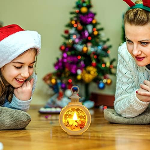 Karácsonyi Dekoráció LED Kis Kerek Fény Új Gyermekek Kézi Ajándék Ablak Kijelző Medál Fehér Lábazat a Szobrok (WH1, Egy Méret)
