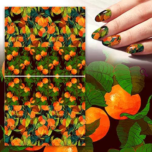 Köröm Matrica, Matricák (6 Lap) FLONZNAIL Narancs, Mandarin Vintage Virágos Mintás Köröm Dekoráció