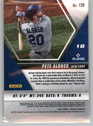 2021 Panini Mozaik 120 Pete Alonso New York Mets Baseball Trading Card