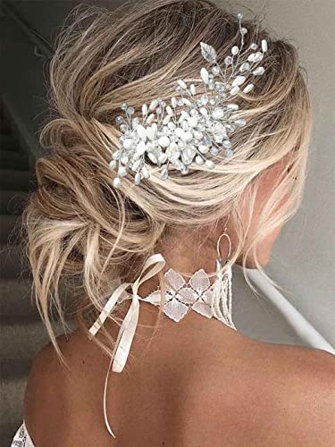 CASDRE Strasszos Menyasszony Esküvői Fejdísz Ezüst Gyöngy Esküvői Haj Darab Levél Haj Kiegészítők Nők, Lányok