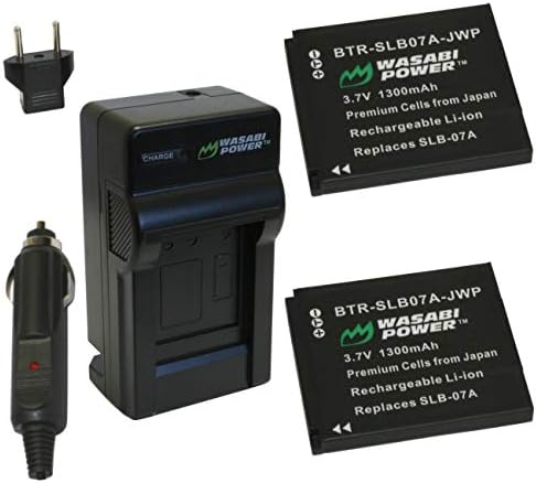Wasabi Power Akkumulátor (2 Csomag), valamint a Töltő Samsung SLB-07, SLB-07A, SLB-07B, PL100, PL150, ST50, ST500, ST550, ST600,