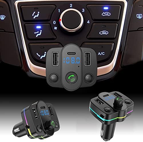 Autós Bluetooth, MP3 Lejátszó, FM Transmitter PD18W Gyors Töltő Autós Bluetooth kihangosító AUX Játék Autós Töltő,Színes Légzés Hangulat