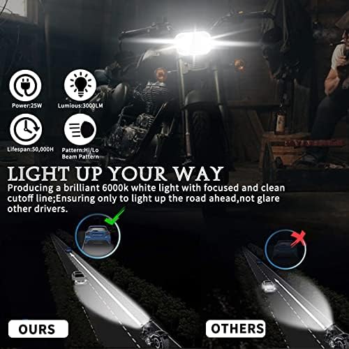 OPPBUY 4 LED Reflektor hideg Fehér Motoros LED-es első Lámpa DRL Hi/Lo Sugár LED-es Távolsági Fény 12V Vízálló LED Fényszóró