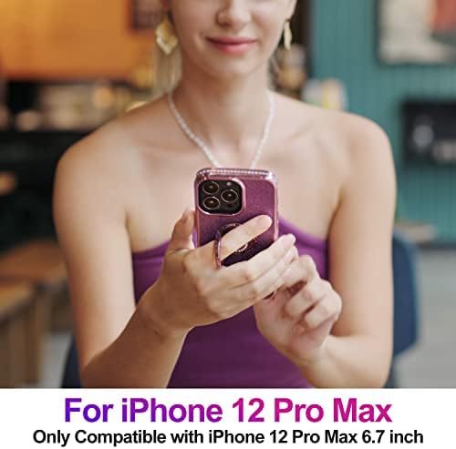 Thomo Kompatibilis az iPhone 12 Pro Max Esetben,[Bling Kitámasztó], Aranyos Csillogás Slim Teljes Testet Védő Lökhárító Telefon