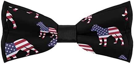 FORSJHSA Hazafias Pitbull Amerikai Zászló Férfi Előre megkötött Nyakkendőt Állítható Nyomtatott Újdonság Nyakkendő