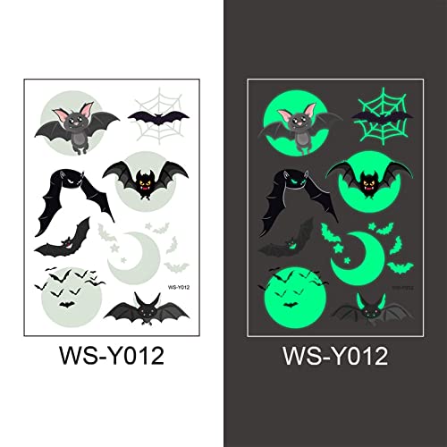 Vízálló Verejték Fluoreszkáló Zöld 3d Halloween Eldobható Ideiglenes Világító Tetoválás Matricák Bat Világító, Hogy a Tinta