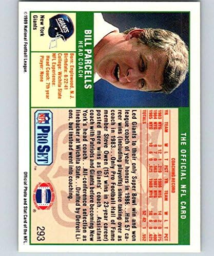 Futball NFL 1989 Pro Set 293 Bill Parcells/RC NY Giants