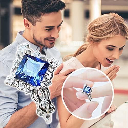 Csörög a Nők 2023 Születésnapi Ajándékok Ajándék Gyémánt Gyűrű Alakú Kék Gyűrű Gyűrű Gyűrű RingDiamond Squar Nagy Gyémánt