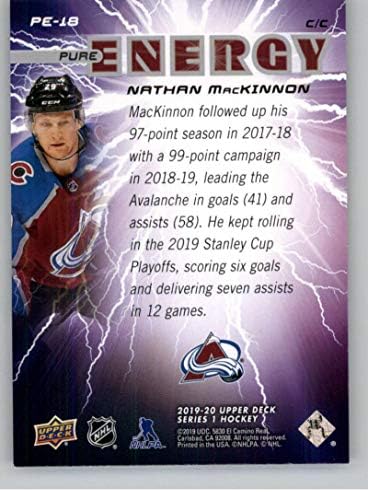 2019-20 Felső szint Jégkorong Sorozat 1 Tiszta Energia PE-18 Nathan MacKinnon Colorado Avalanche Hivatalos UD NHL Trading Card