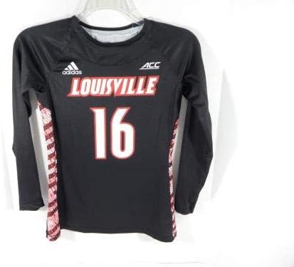Női Uni a Louisville Cardinals 16 Játékban Használt LS Fekete Jersey Lacrosse M 703 - Meccs Használt