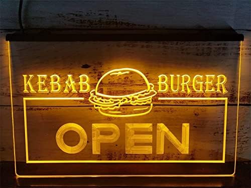DVTEL Egyéni Kebab Hamburger Bolt, LED Neon felirat, USB Tompítása Étterem Fél Neon Lámpák, Fali Dekoráció Night Lights,30x20cm Hotel, Étterem,