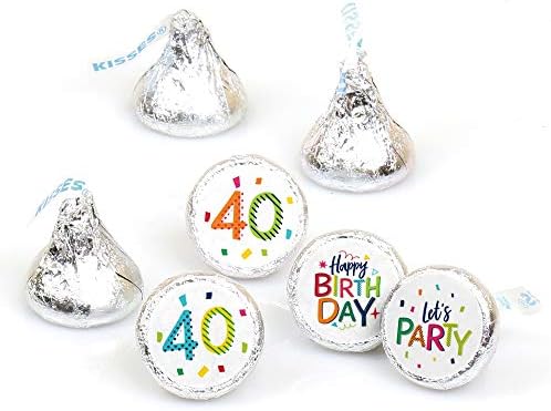 40. Születésnap - Vidám Happy Birthday - Színes Negyvenedik Születésnapját Fél Kerek Cukorka Matrica Kedvez - Címke Illik Csokoládé (1