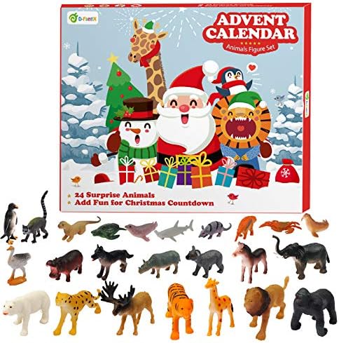 D-FantiX Gyerekek Állatok Számok Játékok Adventi Naptár 2022 Reális Állat Figura Játékok, Karácsonyi, Adventi Naptár, Karácsonyi 24