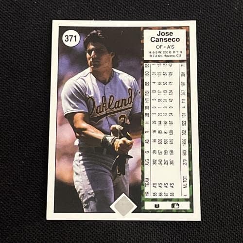 Jose Canseco 1989 Felső szint Alá Dedikált Kártya 371 Oakland-A - MLB Dedikált Baseball Kártyák