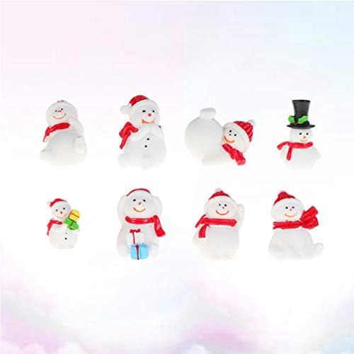 Amosfun 8pcssnow Globe készlet Mini Karácsonyi Figurák Miniatúrák a Kézműves Miniatűr - Gyanta Hóember Design Karácsonyi