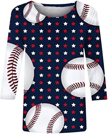 Női T-Shirt Maximum Divat 3/4-Es Ujjú O-Nyak Baseball Nyomtatás Anya Ing Laza Alkalmi Tunika Blúz anyák napjára