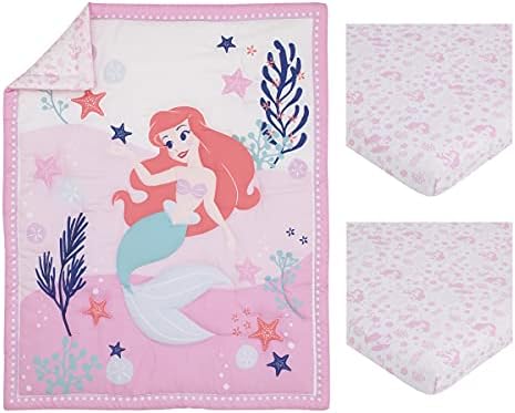Disney Ariel A Kis Hableány Aranyos a Természet Fehér & Pink Star Hal & Korallzátony 3Piece Óvoda Mini Kiságy, Ágynemű Szett - Vigasztaló
