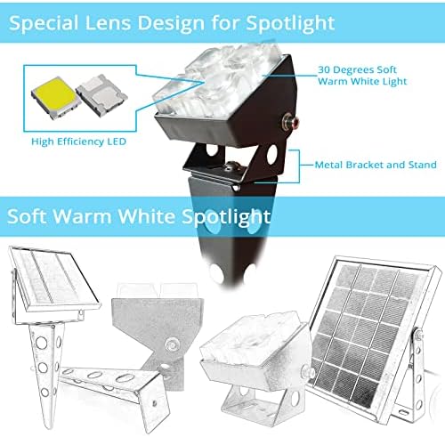 Napenergia Spot lámpa Kültéri Vízálló IP65 Táj Reflektorok Fém Tét 42ft Kábel 3-az-1-Meleg Fehér Auto On/Off Alkonyat Hajnal Zászló Rudat Uplights