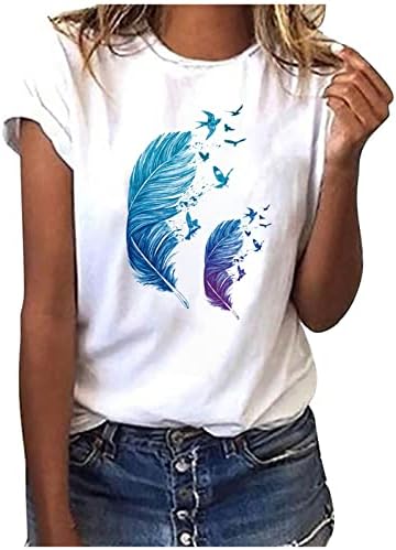 Blúzok a Nők, Női Rövid Ujjú Felsők Nyomtatott Aranyos Pillangó Grafikus Legénység Nyak póló