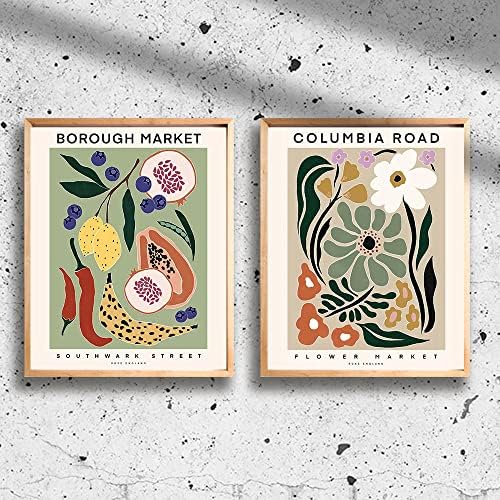 FALJIOK Színes Matisse Virág Wall Art Nyomtatás. Borough Market Ihletett Plakátok, Gyümölcs, Virág, Plakát, A Hálószobában, Fürdőszobában,