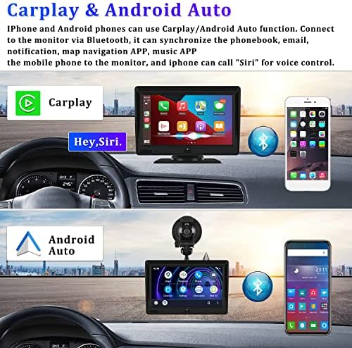 Frissítés Hátrameneti Monitor Kit az Apple Carplay/Android Auto 7 Jármű Biztonsági Kamera Szett Vezetői Készülék Támogatja a 2 Osztott Képernyő/Bluetooth/DVR