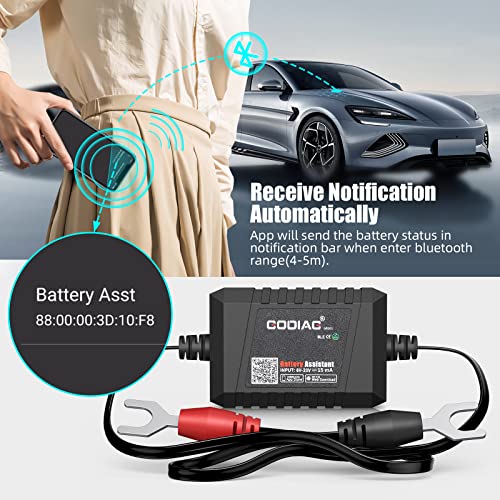 GODIAG Automatikus Akkumulátor Monitor, Bluetooth 4.0 Vezeték nélküli Autó Akkumulátor Teszter 6~20V Automata Feszültség Töltési