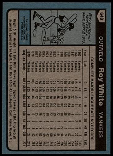 1980 Topps 648 Roy Fehér New York Yankees (Baseball Kártya) EX Yankees