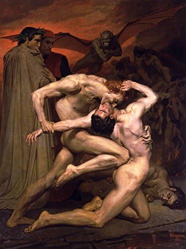 Alonline Art - Dante pedig Virgil a Pokolban William Bouguereau | Ezüst Keretes Kép, Nyomtatva, Pamut Vászon, Csatolva