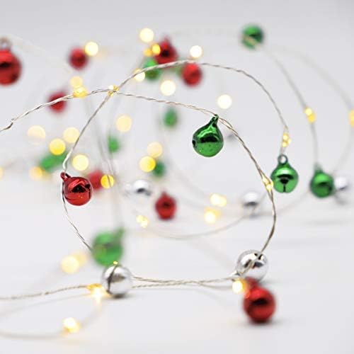 Jingle Bell String Fény 10ft 60 Led Karácsonyi Koszorú Fények elemes Tündér Világítás Távirányítóval Karácsonyra Téli Fesztivál Beltéri