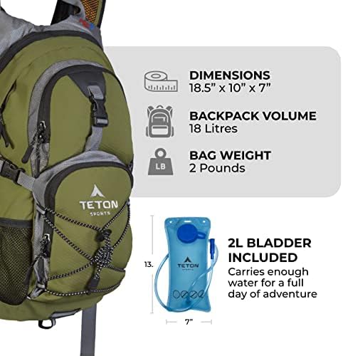 TETON Sport Oázis 18L Hidratálás Csomag Ingyenes, 2 Liter víz, hólyag; A tökéletes hátizsák Túrázás, Futás, Kerékpározás,