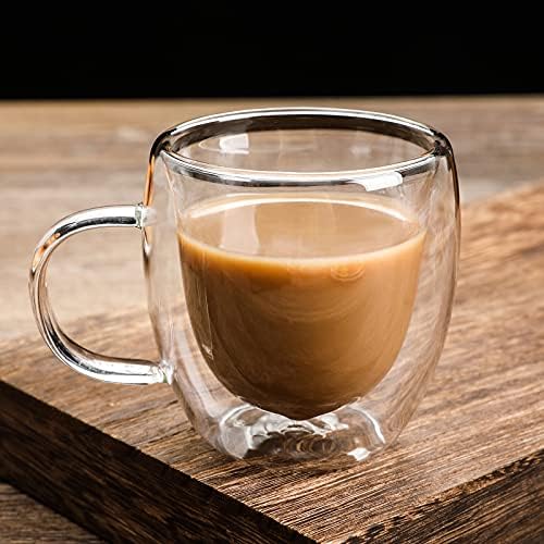 AZSCYN Készlet 4 Hőszigetelt Bögre Kávé Dupla falú Üveg Kávés Csésze Kezelni, Eszpresszó, Cappuccino, Latte, vagy Tea Csésze eszpresszó