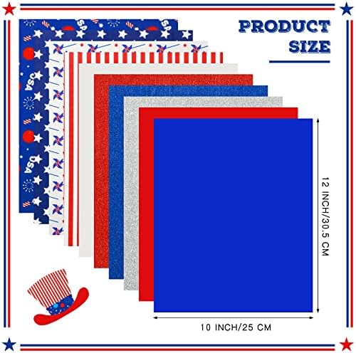 10 Lap Hazafias hőátadás Vinil Piros-Fehér-Kék július 4. HTV Amerikai Zászló Hazafias Vas Vinyl Csomag a Függetlenség Napja Kézműves,