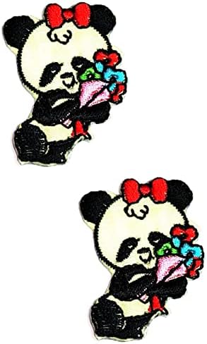 Kleenplus 2db. Mini Zöld Panda Hímzett Vasalót Varrni a Patch Fashion Arts Cuki Panda Rajzfilm Matrica Foltok a Jelmez Öltözteti