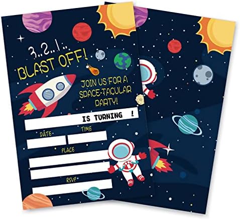 GOXFOC Tér Szülinapi Meghívókat a Borítékok 20 Csomag,Űrhajós Fiú, Lány, Party Kellékek, a Gyerekek, a meghívók,a Szerelem Univerzum