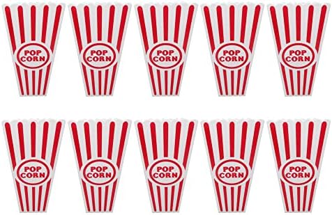 Gadgetime USA Műanyag Popcorn Konténerek Film Éjszaka - Piros-Fehér Elegáns, Klasszikus Stílusú Popcorn Vödör - Magas, Újrafelhasználható Retro