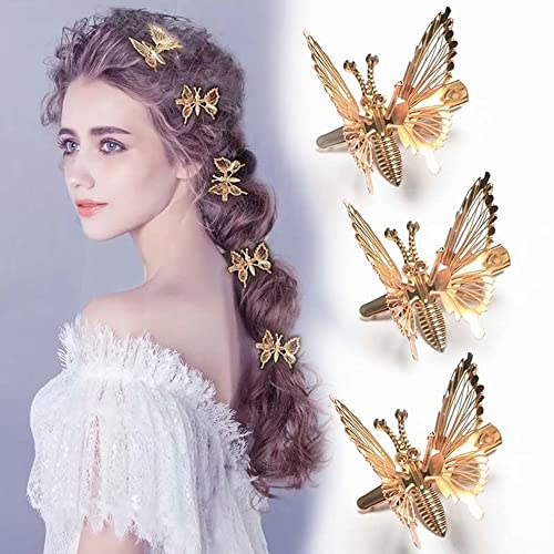 Pillangó Haj Klipek A Lányok, 10 db mozog a pillangó hajcsat Mori lány fém haj kártya，Aranyos Aranyos Pillangó Haj Kiegészítők,Lányok Esküvő