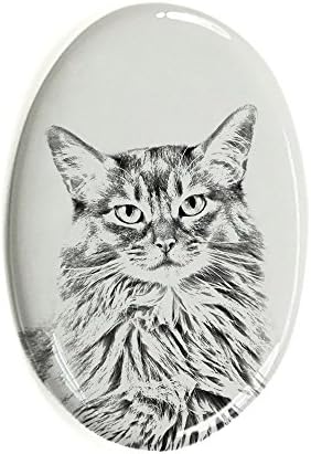Művészeti Kutya Kft. Szomáli Macska, Ovális alakú Sírkő a Kerámia egy Kép egy macska