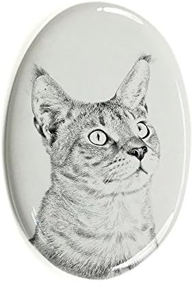 Művészeti Kutya Kft. Chausie, Ovális alakú Sírkő a Kerámia egy Kép egy macska