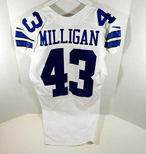 2015 Dallas Cowboys Rolan Milligan 43 Játék Kiadott Fehér Jersey - Aláíratlan NFL Játék Használt Mezek