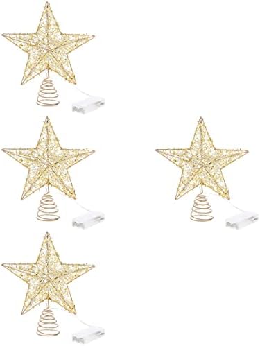 SOIMISS 4 db karácsonyfa Topper Világító Csillag Alakú fa tetején Dekoráció az Otthoni Buli